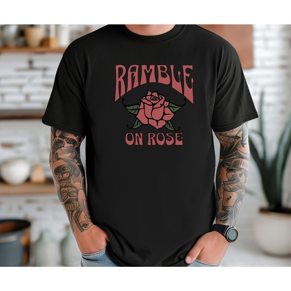 Grateful Dead Ramble On Rose Shirt, Jerry Garcia T Shirt Black